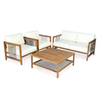 4-Piece Acacia Wood Outdoor Patio Sofa Set