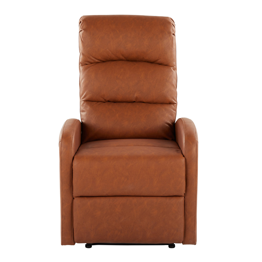 Contemporary Recliner Chair in Camel Faux Leather