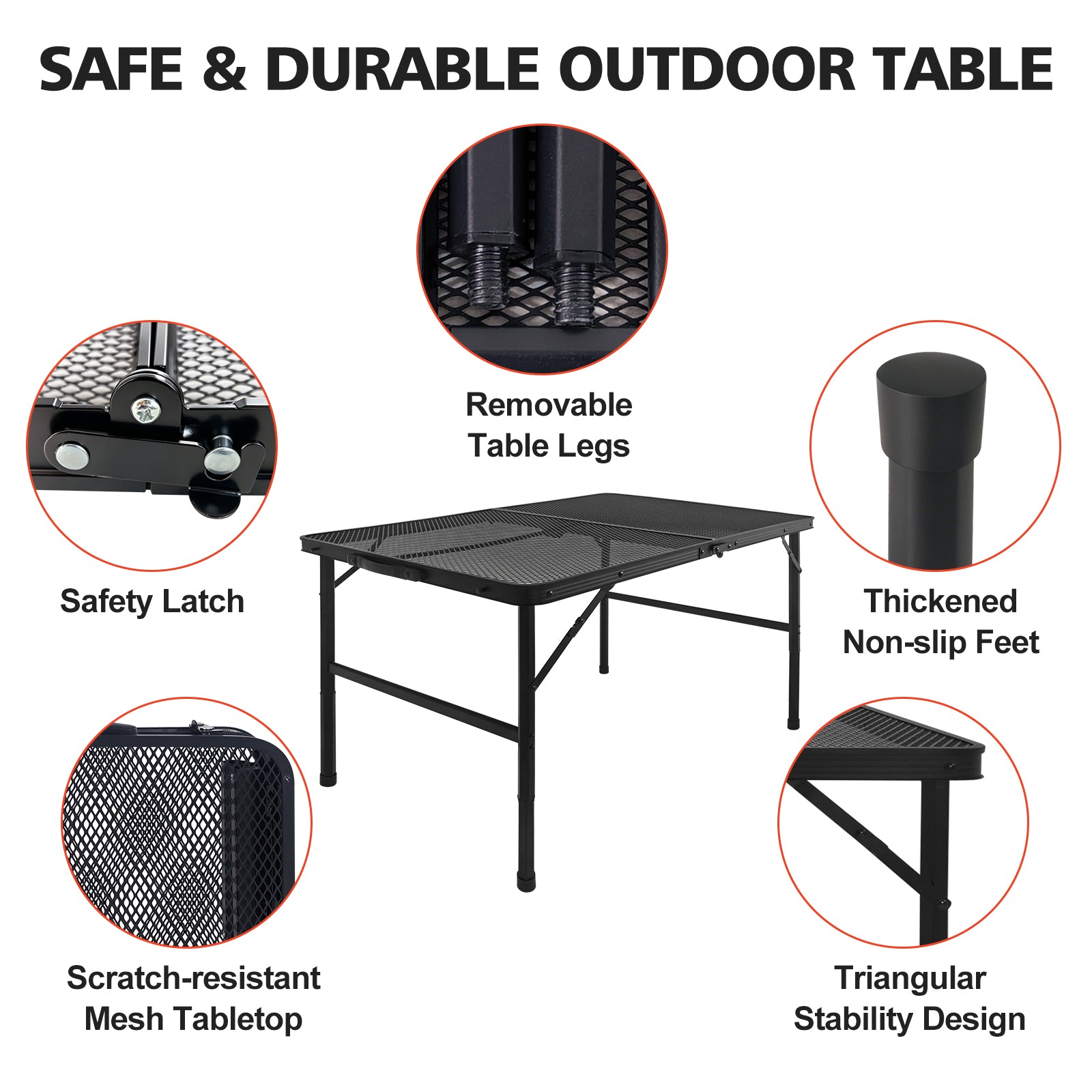 3FT Camping Table with Mesh Desktop