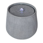 12.99"H Gray Bowl-Shaped Outdoor Fountain with LED Light