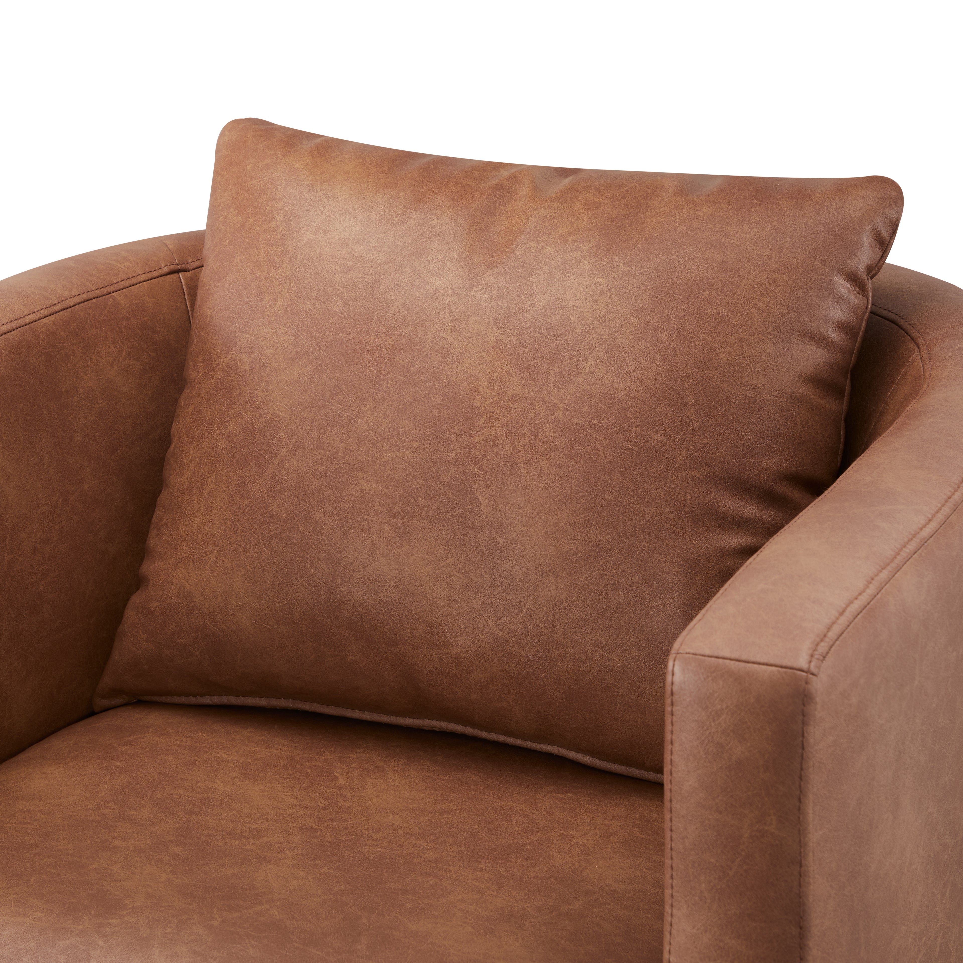 Sutton Saddle Faux Leather Swivel Barrel Chair