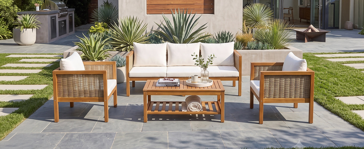 4 Pieces Patio Sofa Set Outdoor Seating Group