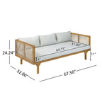 Outdoor Patio Sofa with Acacia Wood and Rope Design