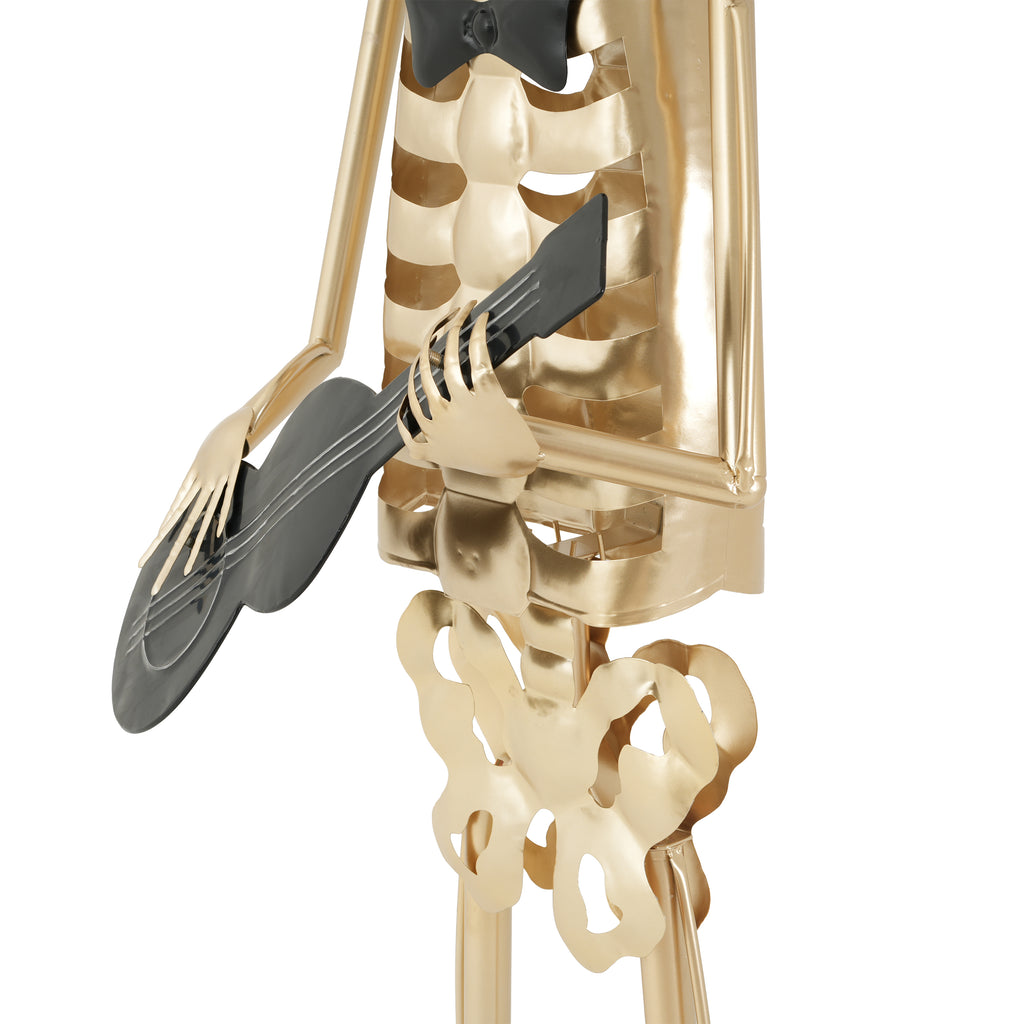 Metal Skeleton Musician Statue