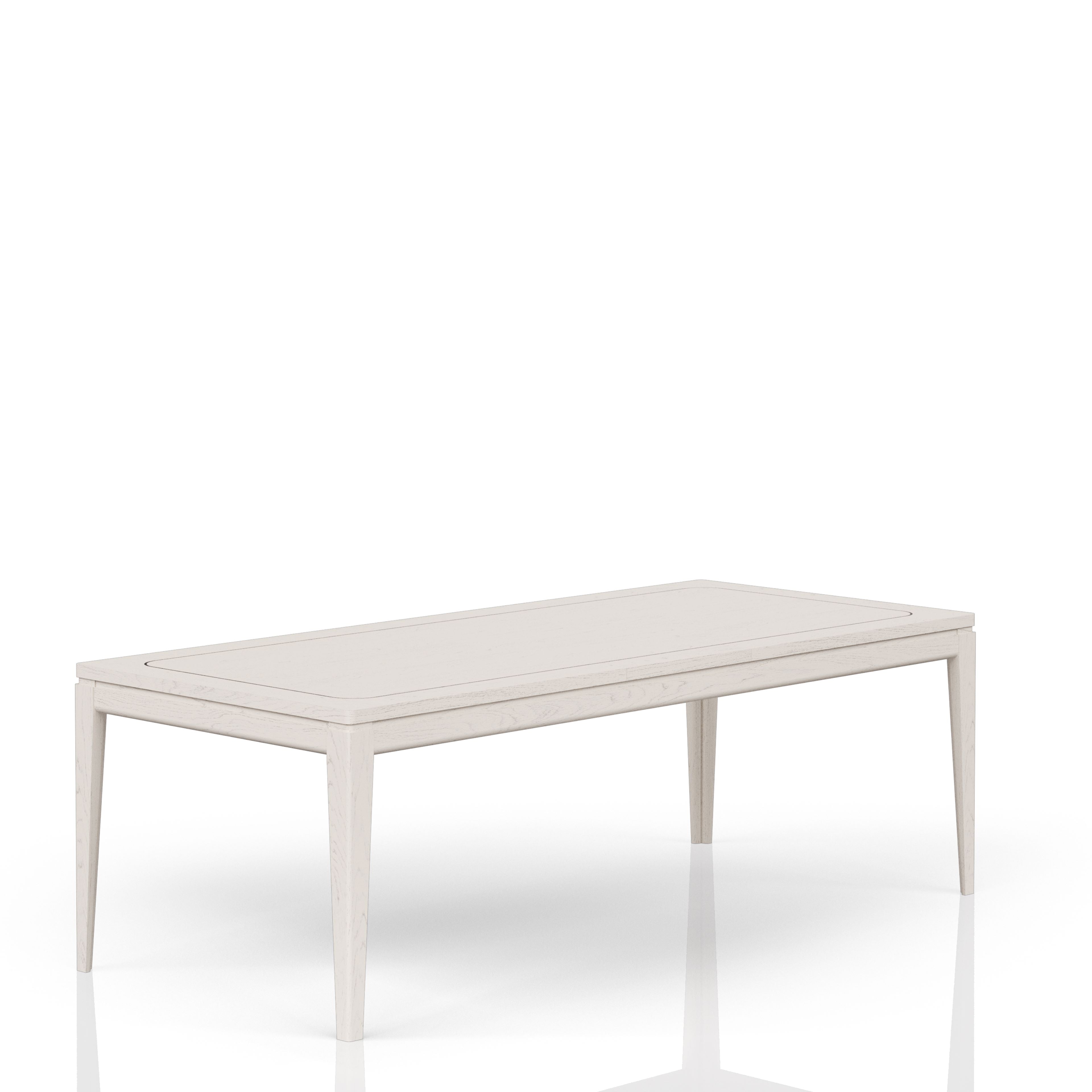 Expandable Leg Table with Metal Inlay - Vanilla