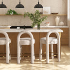 Penny 26.5" Round Arched Upholstered Counter Stool, Set of 2, Travertine