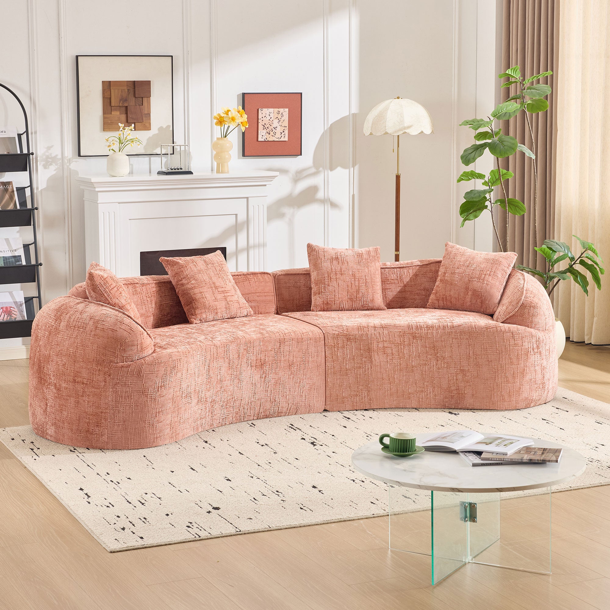 Pink Curved Compressed Sofa