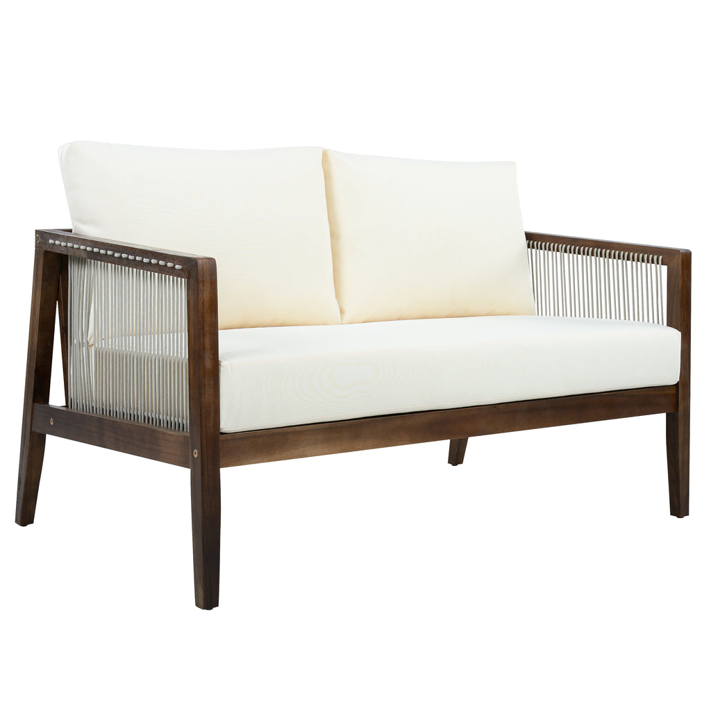 Outdoor 4-Piece Sofa Set with Acacia Wood Frame