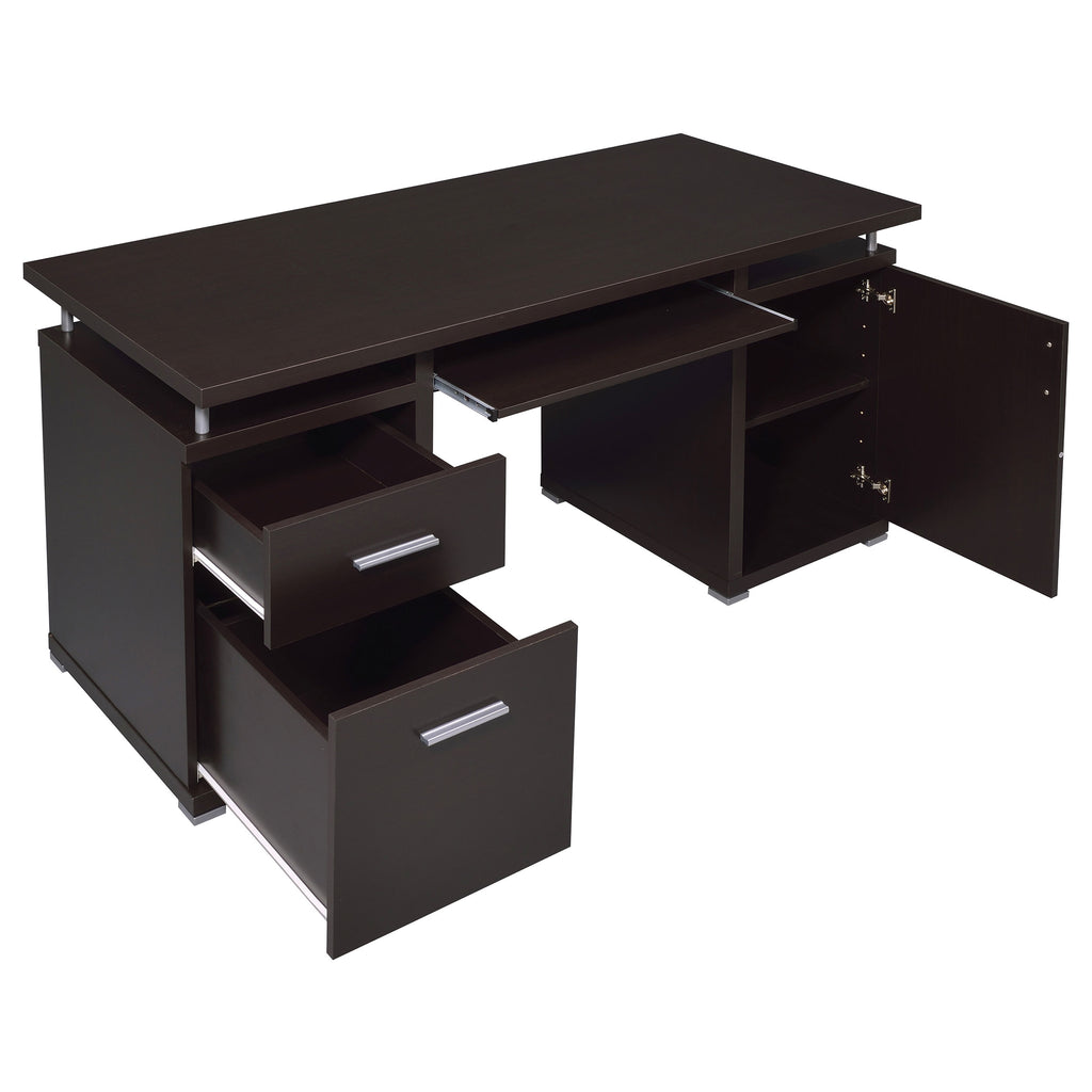 Rochelle Cappuccino 2-Drawer Office Computer Desk