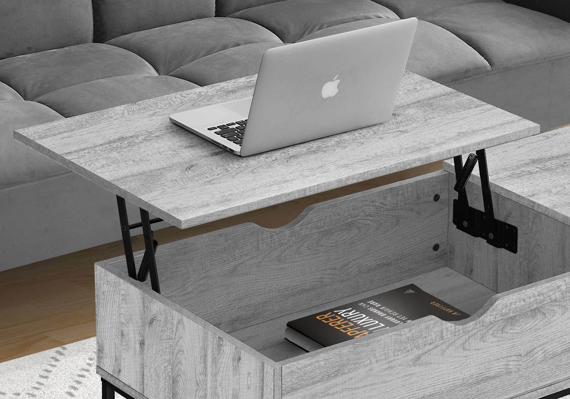 Coffee Table, 42" L, Rectangular, Cocktail, Lift-top