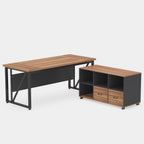 63-Inch Executive Desk with Mobile File Cabinet