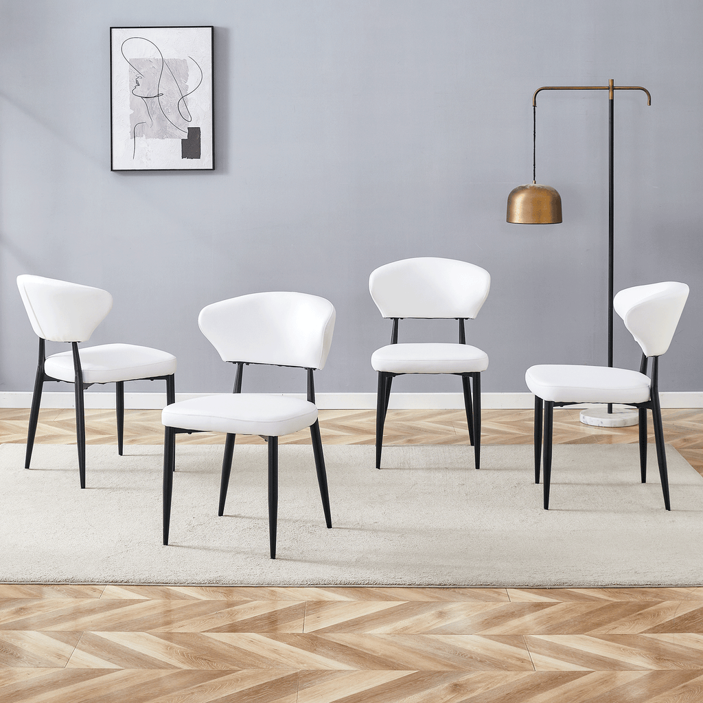 White Minimalist Ergonomic Dining Chair Set of 4