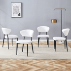 White Minimalist Ergonomic Dining Chair Set of 4