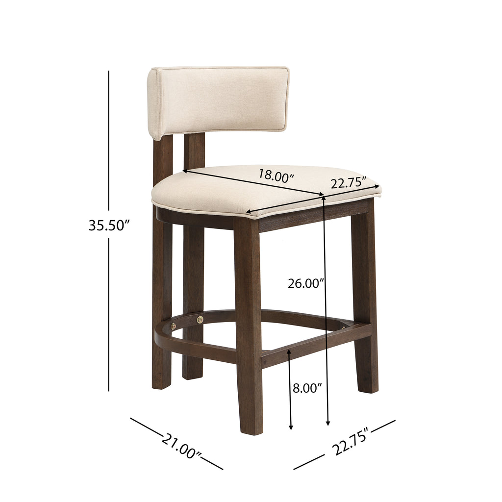 26" Counter Height Bar Stool, Upholstered Counter Stools (Set of 2)