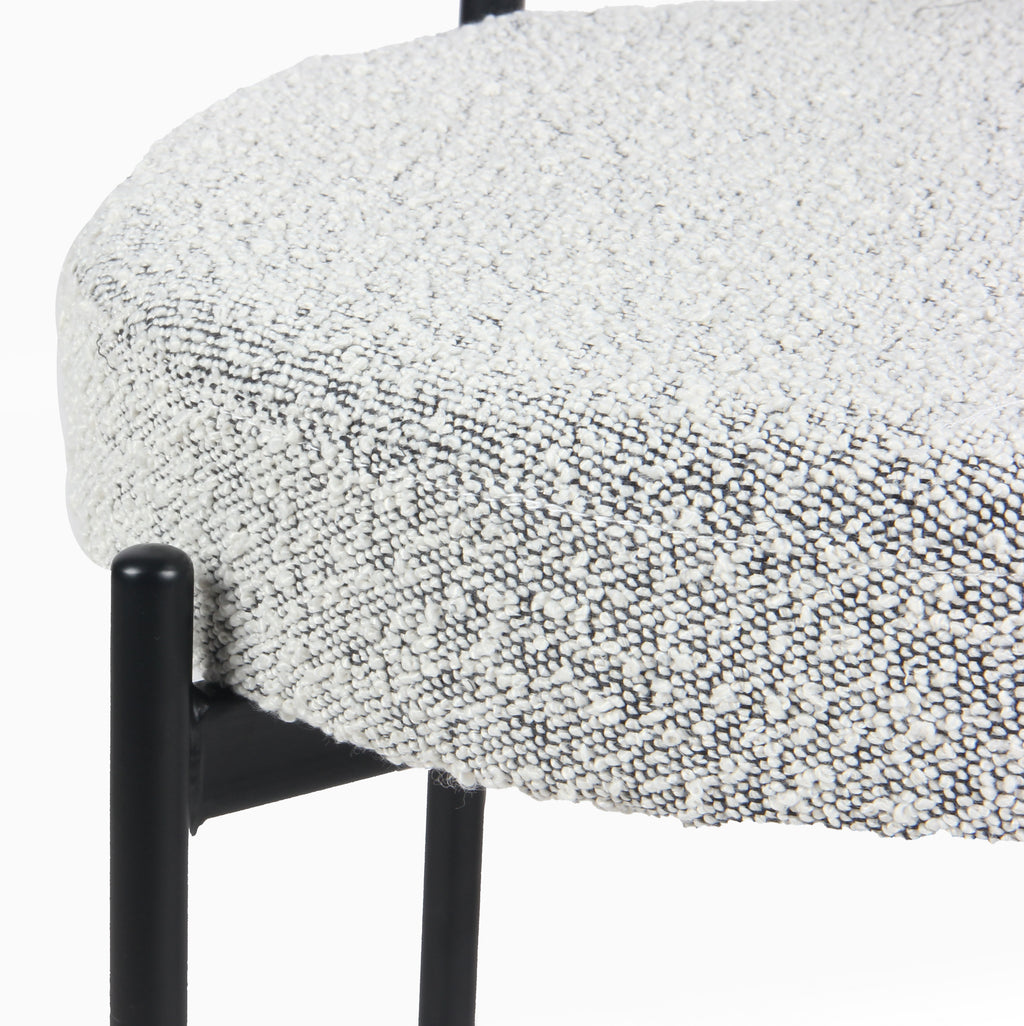 Burbank Modern Round Boucle Dining Chairs, Set of 2
