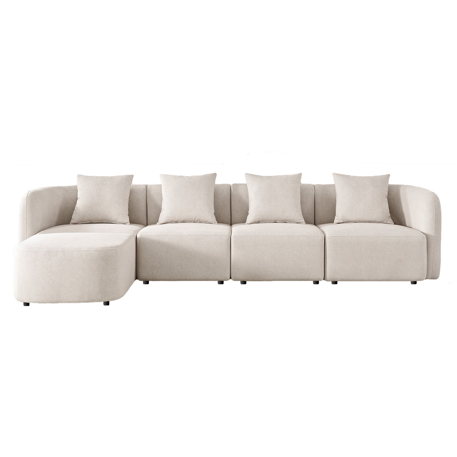 118" Modular Sectional Sofa, Velvet L Shaped Couch with Ottoman