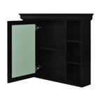 35'' x 28'' Black Wall Mounted Bathroom Storage Cabinet with Mirror Door