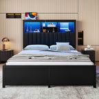 King Bed Frame with High Storage Headboard