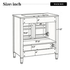 30" Elegant Fluted Bathroom Vanity with Ceramic Sink