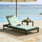 Black Acacia Wood Chaise Lounge with Cushion Set