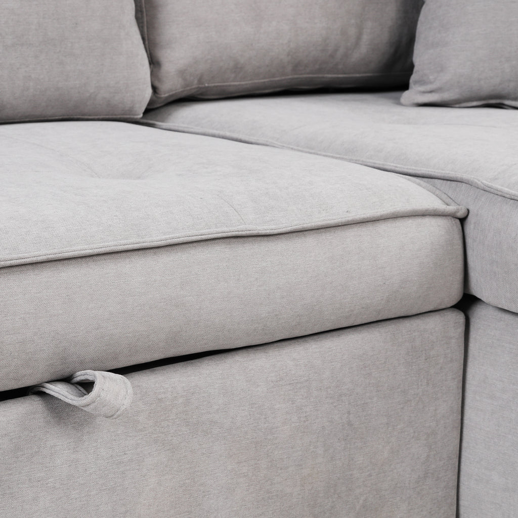 104.5" Pull Out Sleeper Sofa Reversible L-Shape Sectional Couch