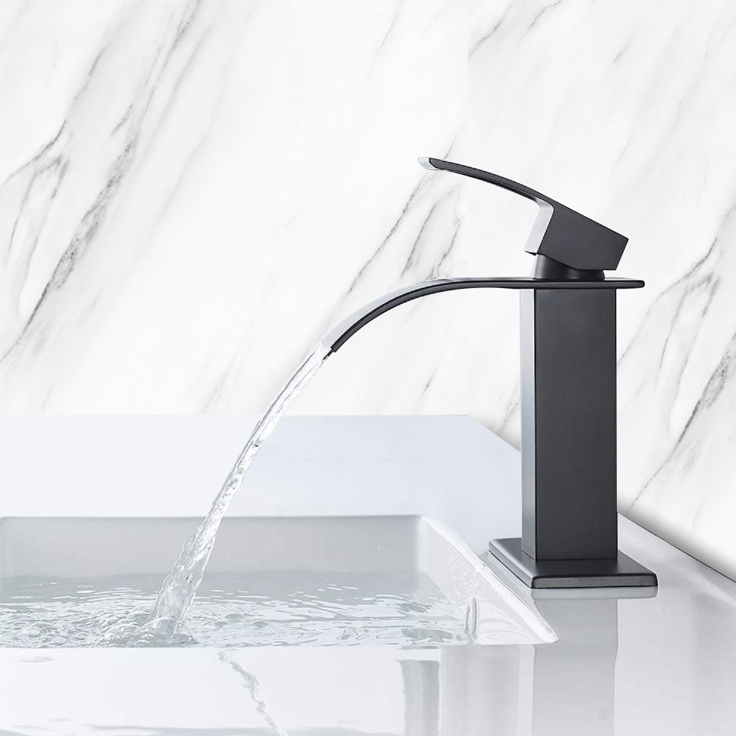 Waterfall Spout Bathroom Sink Single Handle Faucet