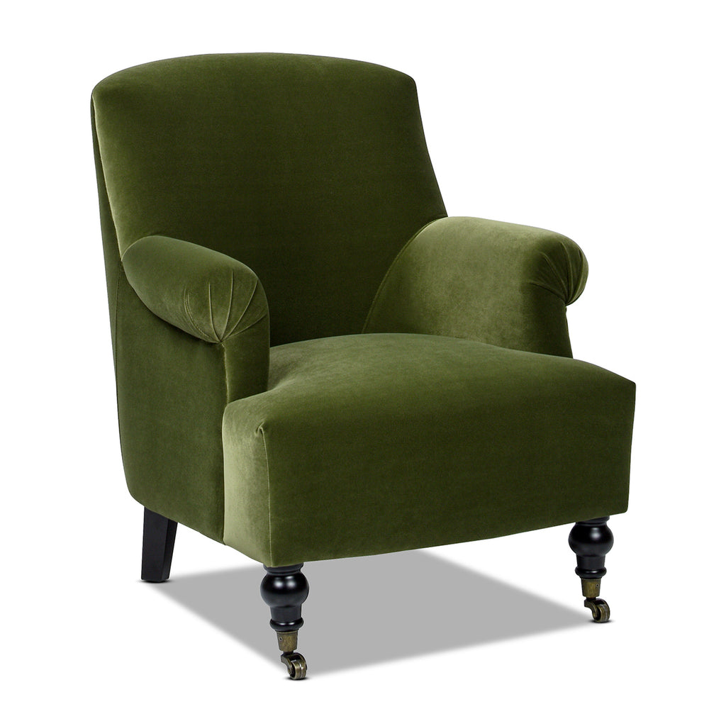 Eloise 30" Pleated Sock Arm Accent Armchair, Olive