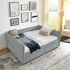 Tufted Daybed with Trundle and Two Drawers - Queen Size