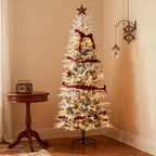 Pre Lit Artificial Flocked Christmas Tree with Snow Branches