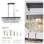 Adjustable Rectangular Crystal Chandelier