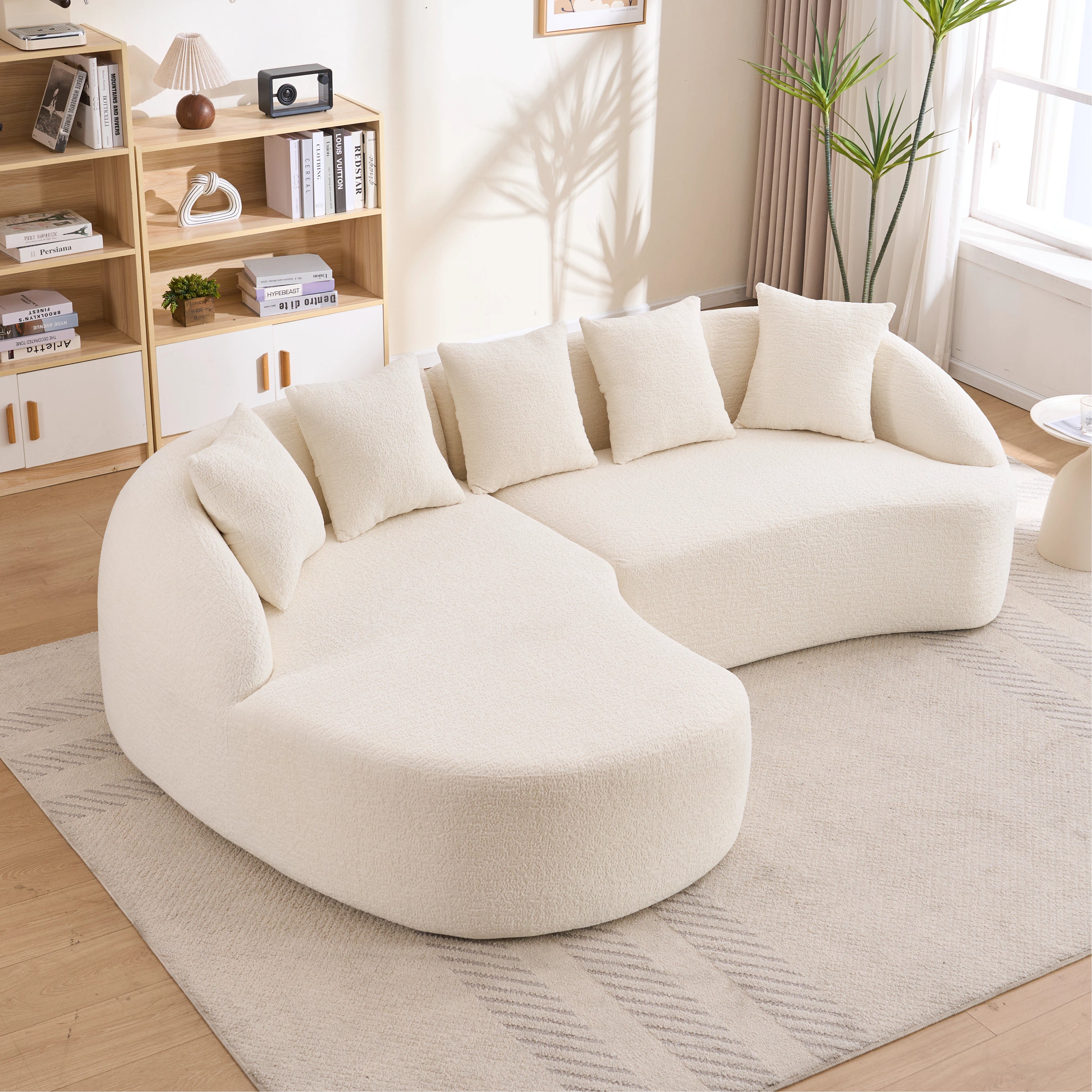 New Boneless L-Shape Sectional Sofa with Curved Chaise