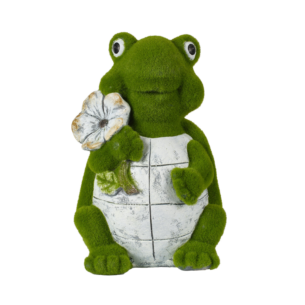 Flocked Turtle Garden Statue