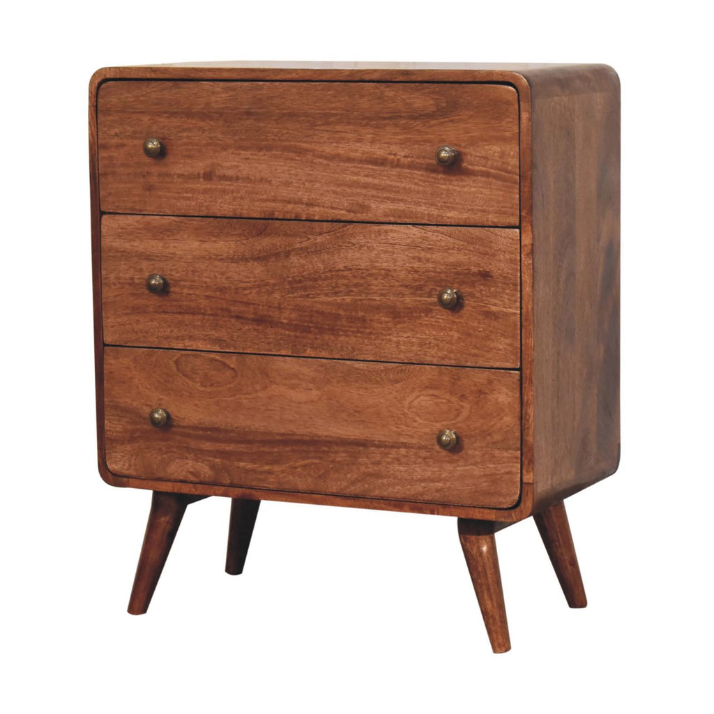 Solid Wood Curved Honey Chest of Drawers