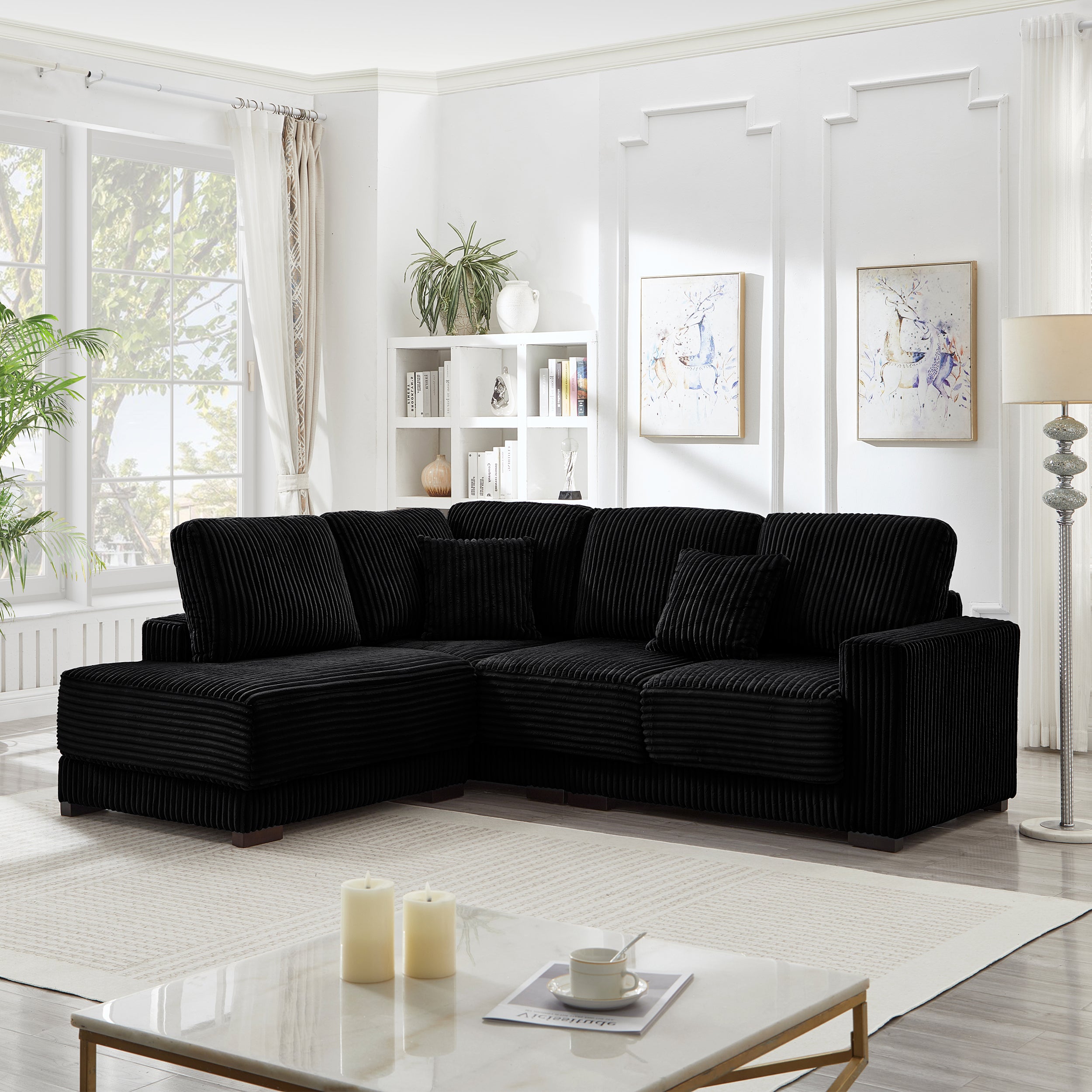 93" Sectional Sofa with Reversible Chaise Lounge