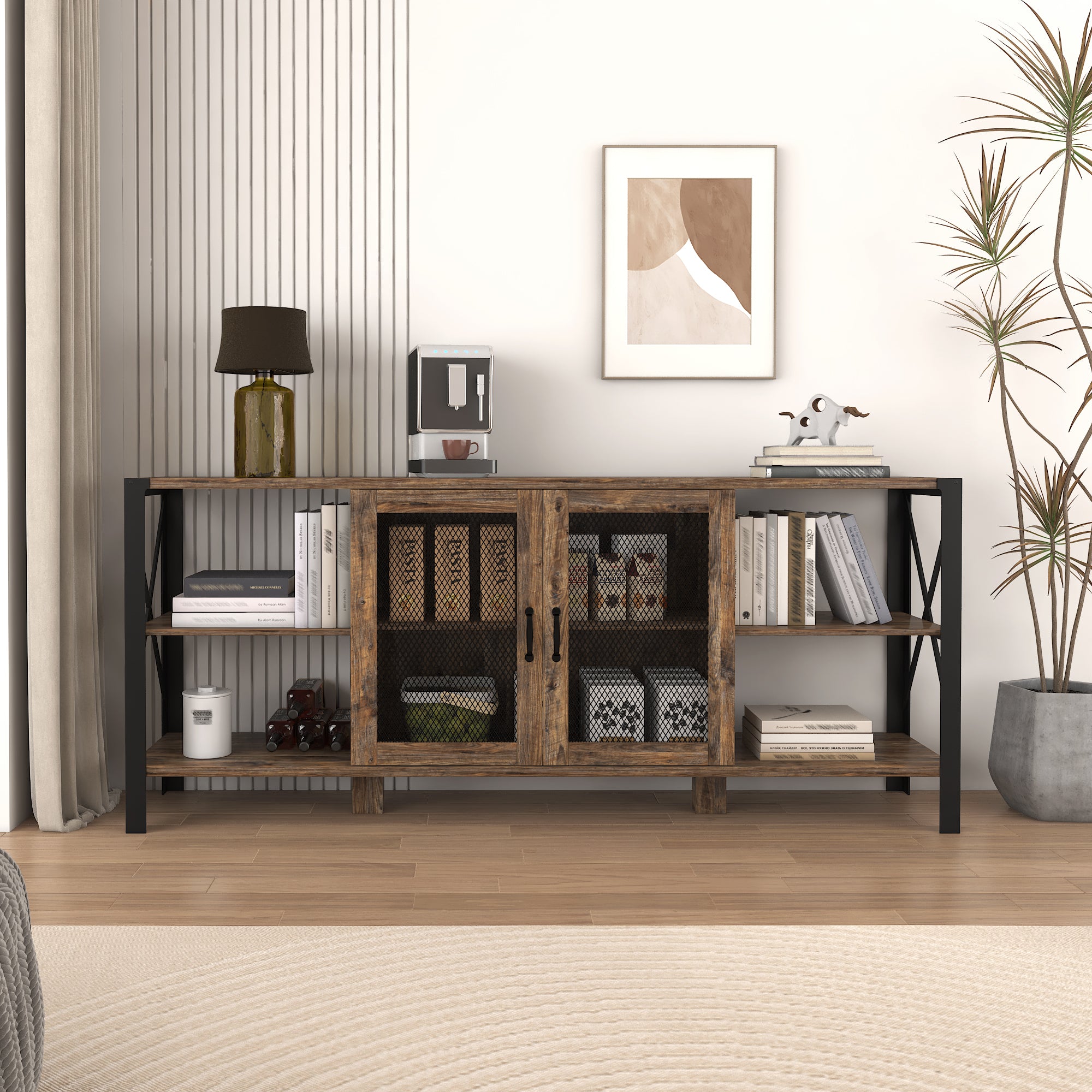 Industrial Farmhouse TV Stand for Living Room or Bedroom