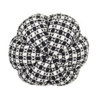 Set of 2 Fabric Black-White Plaid Pumpkin Decor