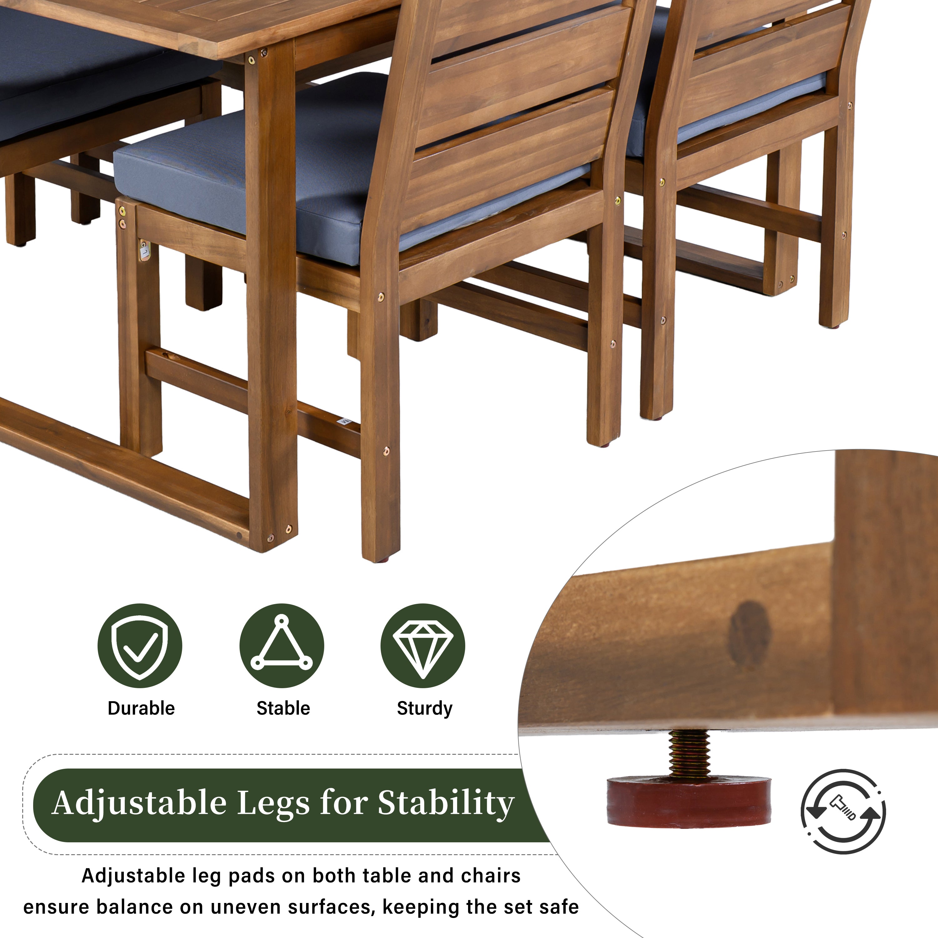 U_STYLE Farmhouse 5-Piece Outdoor Patio Dining Set
