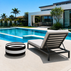Outdoor Inflatable Ottoman - Black/White Striped