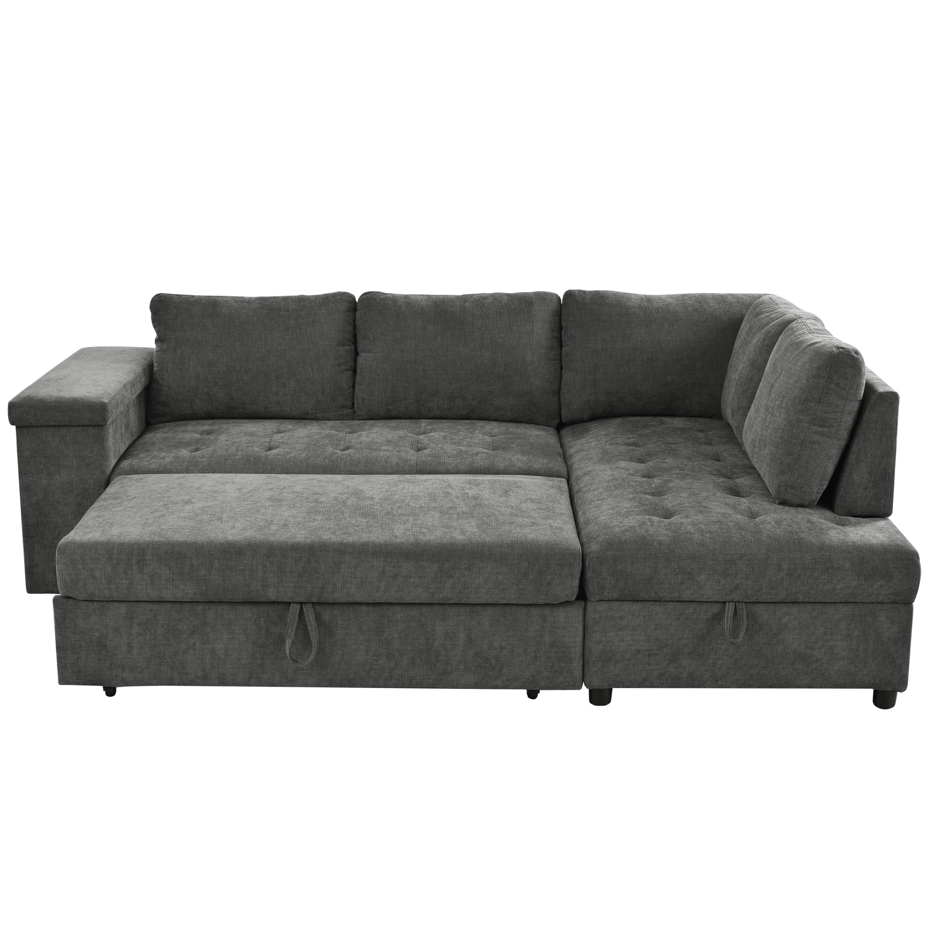 Mirod 91.5-Inch L Shaped Couch with Pull Out Bed