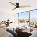 56 Inch Modern Design Flush Mount Ceiling Fan with Light and Remote Control