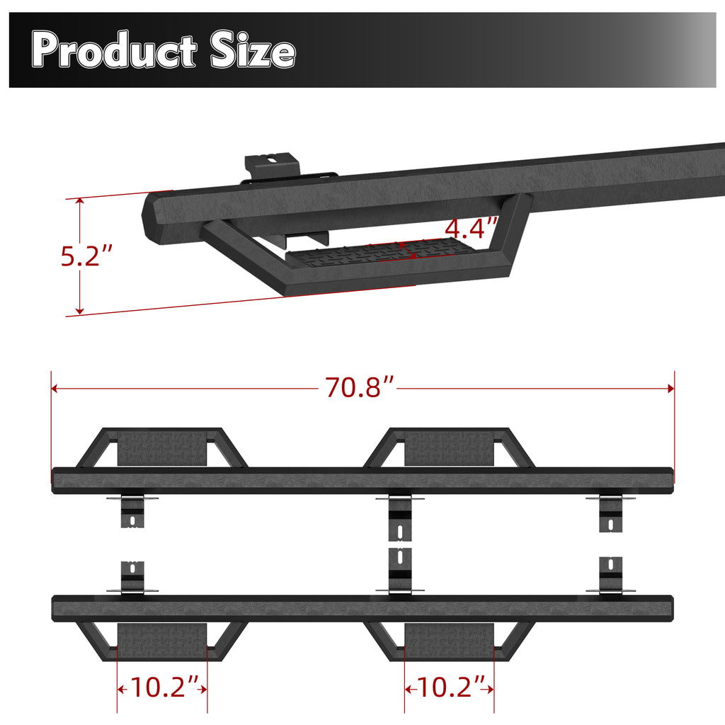 Two Stairs Running Boards Side Steps For Jeep Wrangler JK