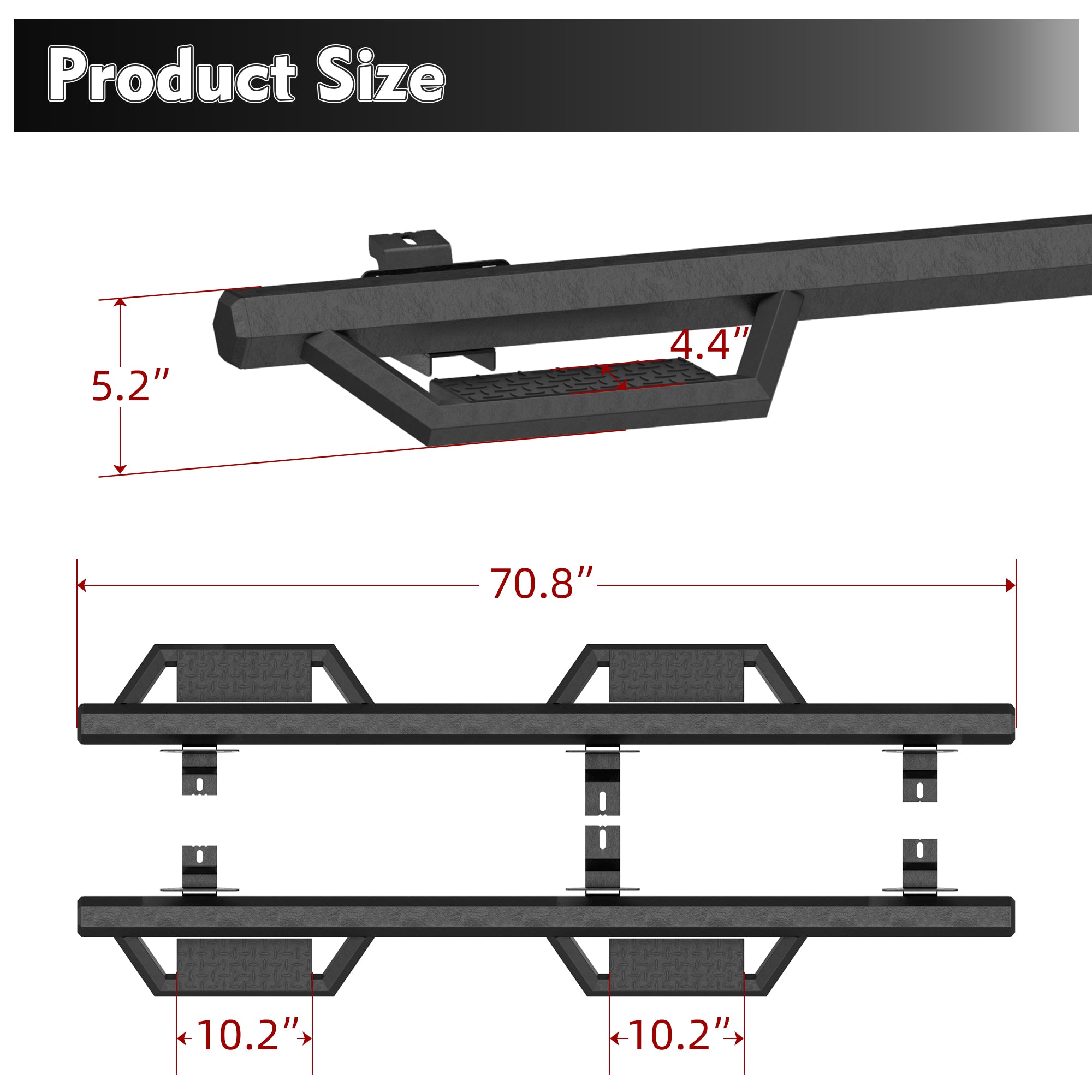 Two Stairs Running Boards Side Steps For Jeep Wrangler JK