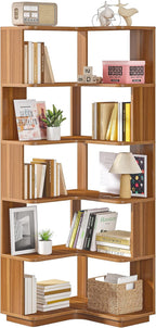 64.96" Tall 6 Tier Corner Bookshelf