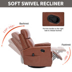 Red Genuine Leather Heat Massage Manual Recliner Chair