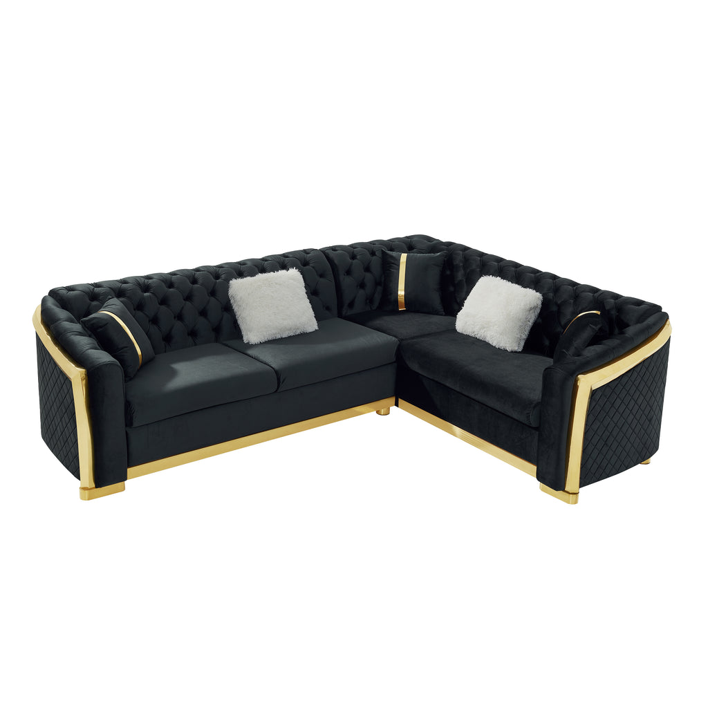 106 Inches L-Shaped Chesterfield Sectional Sofa Set