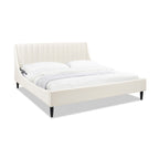 Aspen Vertical Tufted Headboard Platform Bed Set, King, Cloud
