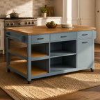 52" Kitchen Island Cart with Rubber Wood Top