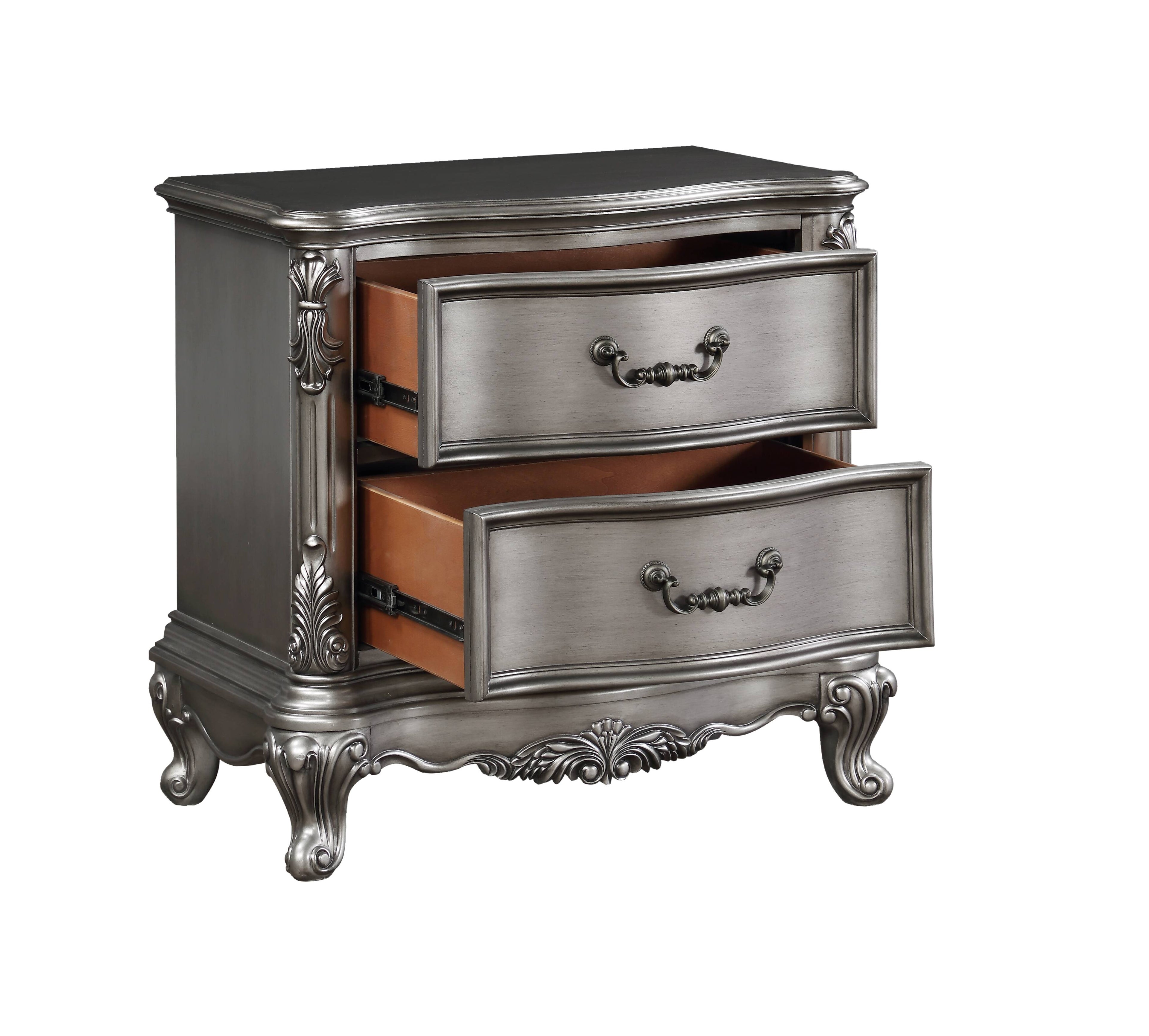 Ariadne Antique Platinum Finish Nightstand