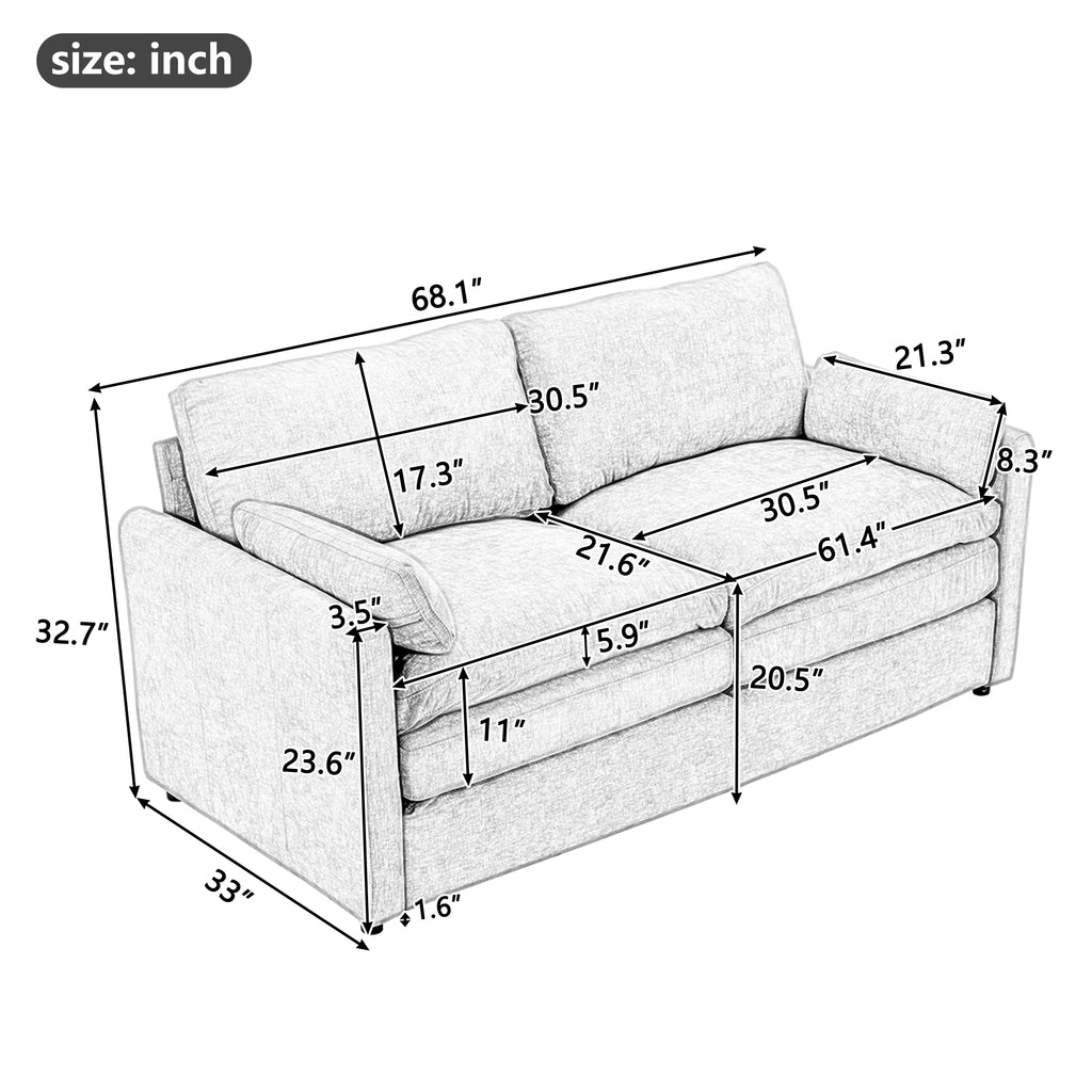 68.1" Cozy Upholstered Loveseat Sofa