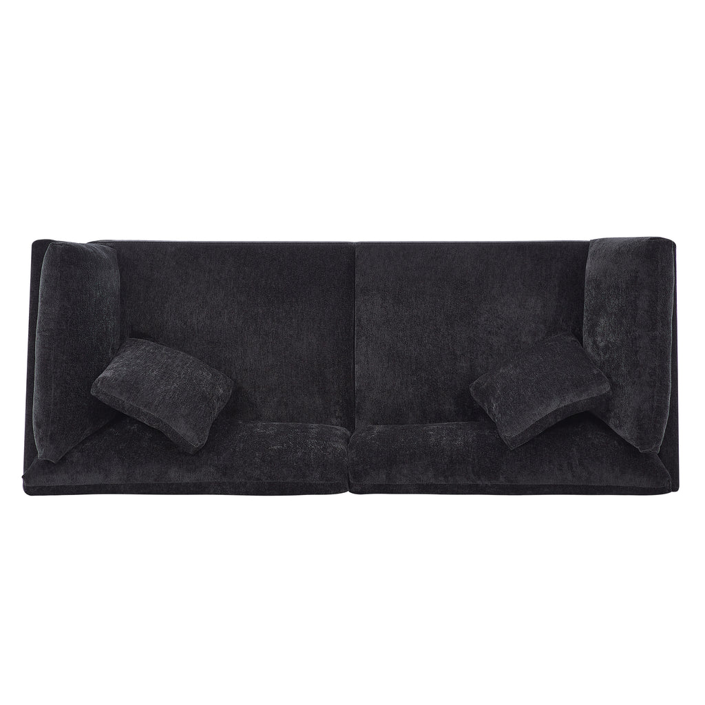 83.50" Modern Flared Arms Sofa (Black)